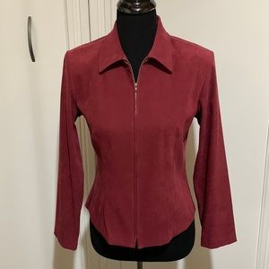 Sag Harbor Women's Deep Red Zip-Up Blazer